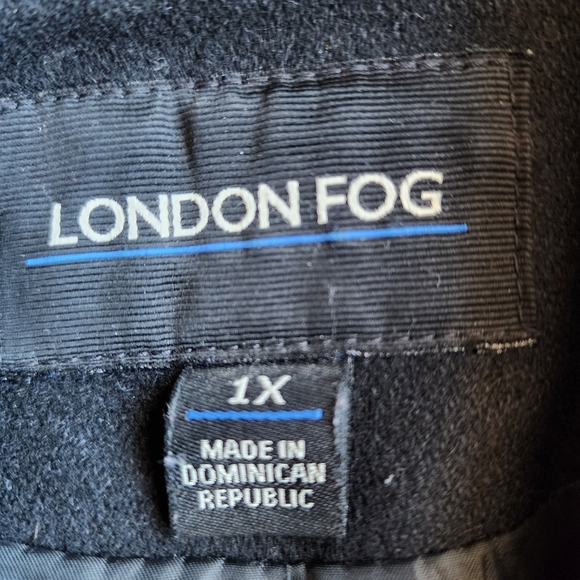 London Fog Black Wool Blend Peacoat, 1X - Picture 6 of 8